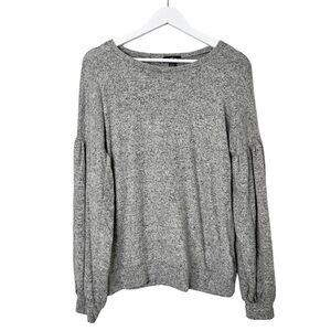 Lord & Taylor Women's Round Neck Long Bishop Sleeve Sweater Grey Size‎ Medium